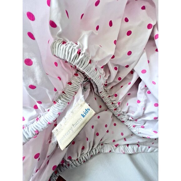 Pottery Barn Kids Crib Toddler Fitted Sheet Pink Polka Dot 100% Organic Cotton - Picture 3 of 8
